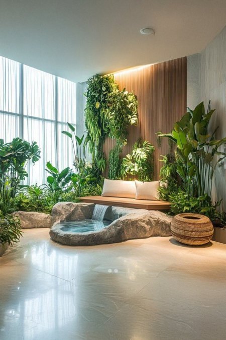 🌿 نافورة داخلية بتصميم سبا طبيعي فاخر